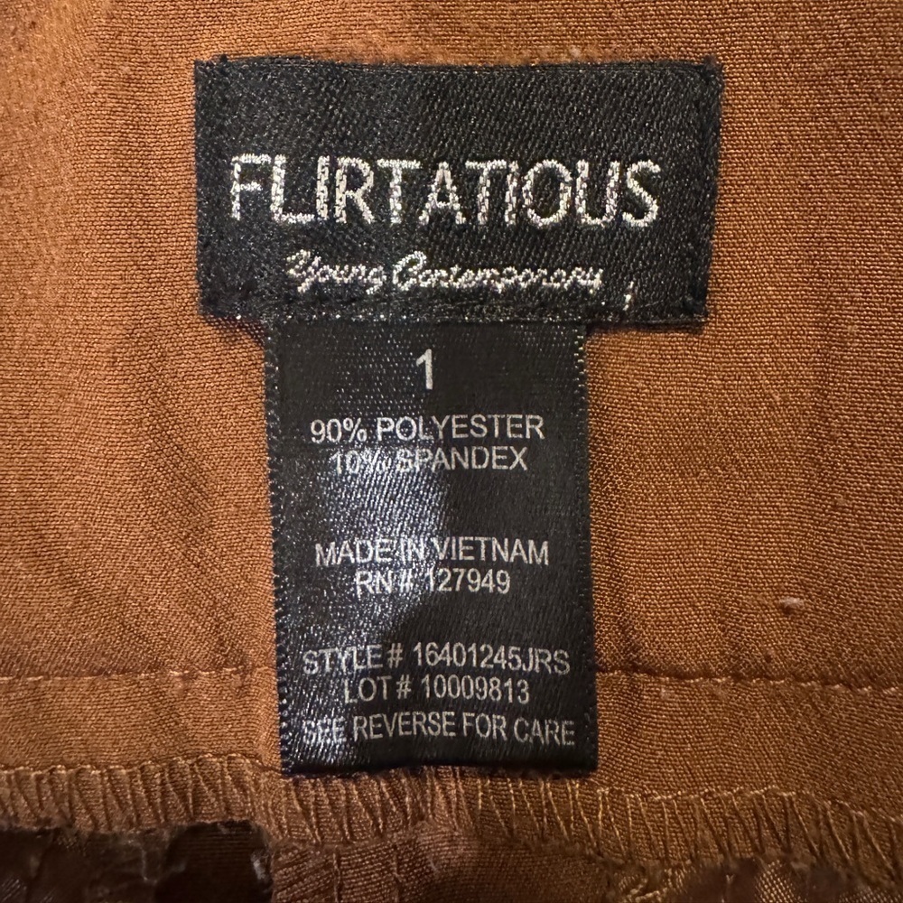 Flirtatious Brown Women's Tie-Waist Pants - Picture 3 of 5